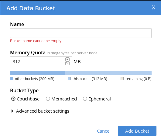 Create Couchbase Bucket